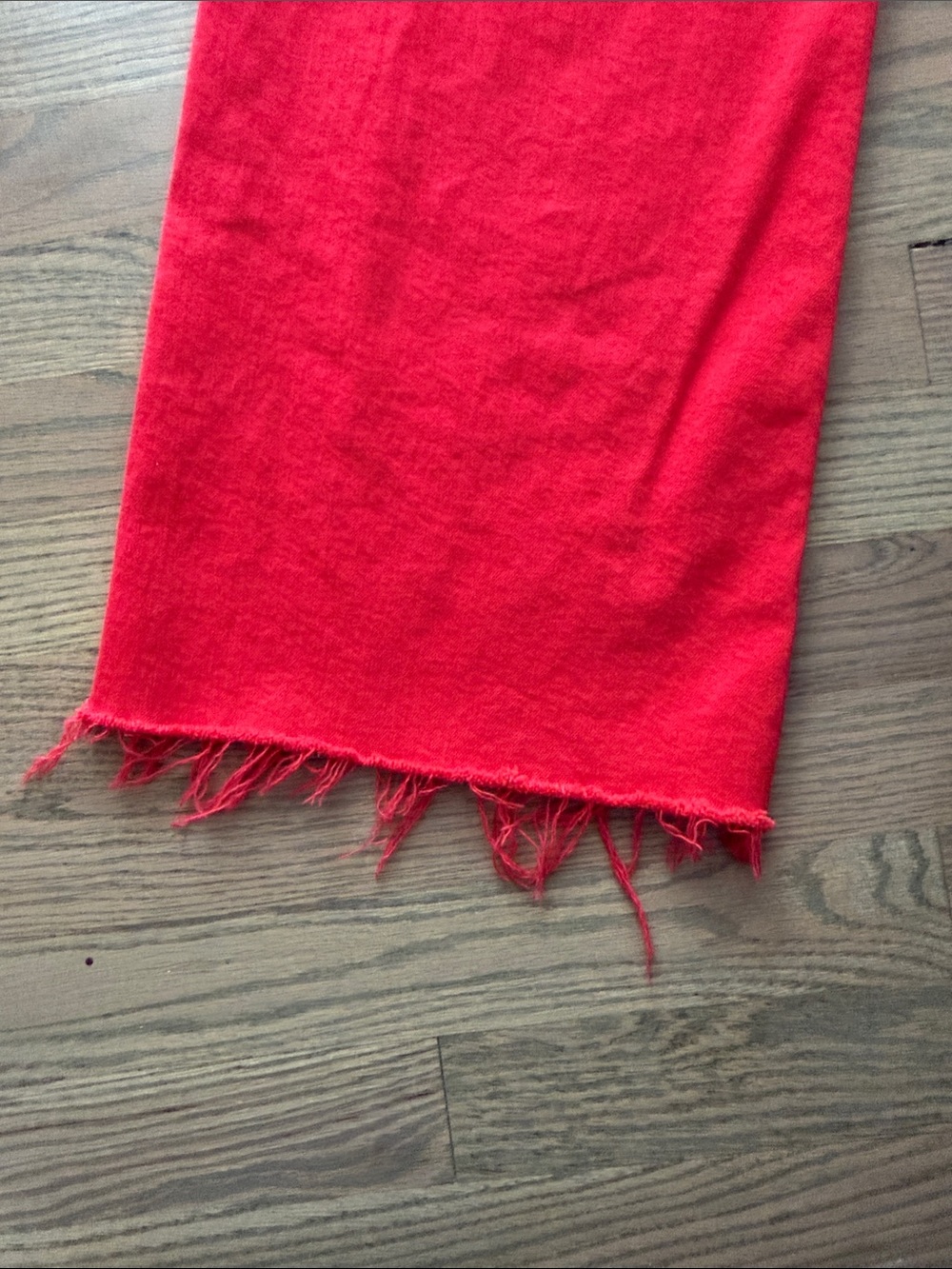 pistola Red Wide-Leg Jeans with Raw Frayed Hem - Picture 3 of 5